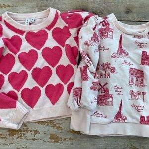 Two Janie and Jack tops 3T - heart sweater and Paris sweatshirt